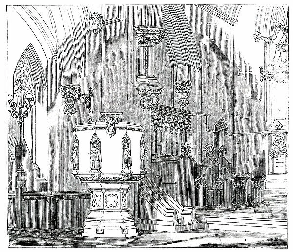 Chancel of the New Church of St. Edward, at Romford, 1850. Creator: Unknown