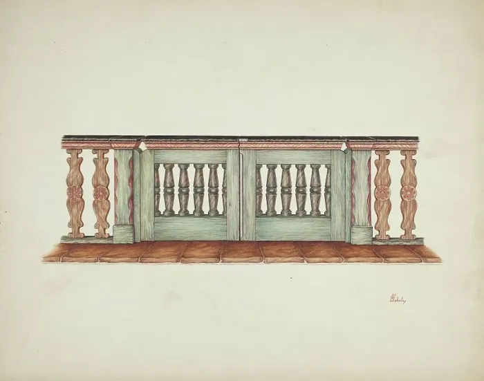 Framed Print : Chancel Railing, 1939. Creator: Hal Blakeley Framed Print : Chancel Railing, 1939. Creator: Hal Blakeley