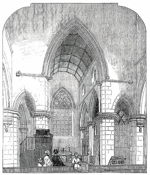 Chancel of the Trinity Church, Haverstock Hill, 1850. Creator: Unknown