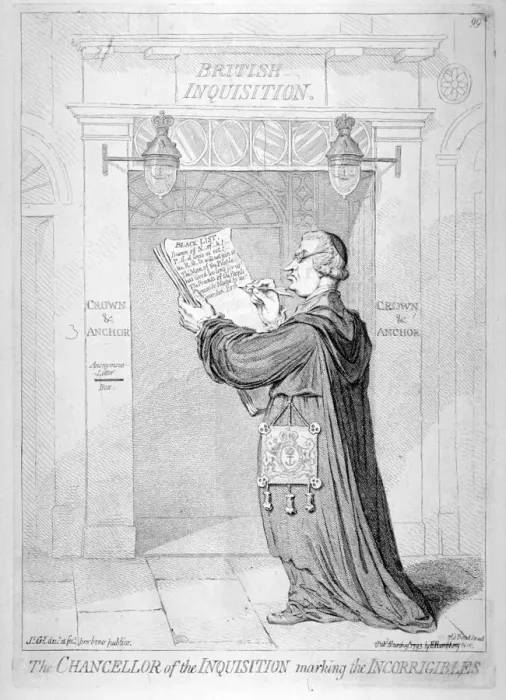 Framed Print : The Chancellor of the Inquisition marking the incorrigibles, 1793 Framed Print : The Chancellor of the Inquisition marking the incorrigibles, 1793