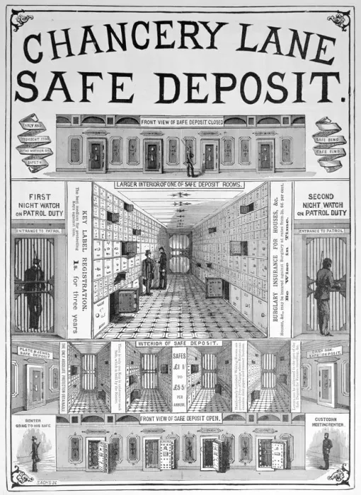 Framed Print : Chancery Lane safe deposit facility, 1893 Framed Print : Chancery Lane safe deposit facility, 1893