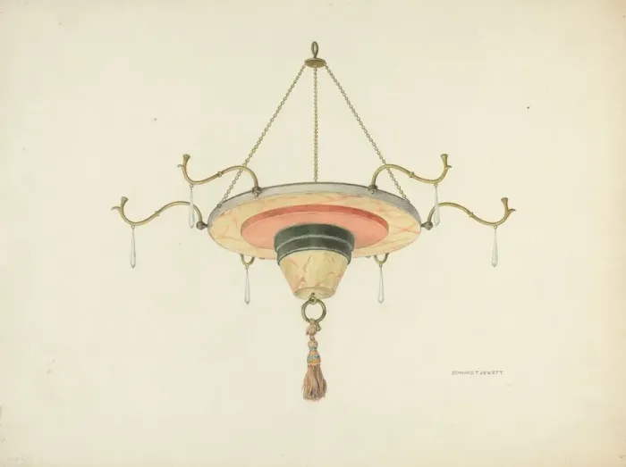 Framed Print : Chandelier, 1939. Creator: Edward Jewett Framed Print : Chandelier, 1939. Creator: Edward Jewett