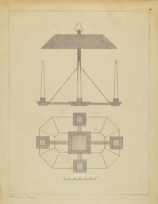Framed Print : Chandelier, c. 1937. Creator: Mildred Ford Framed Print : Chandelier, c. 1937. Creator: Mildred Ford