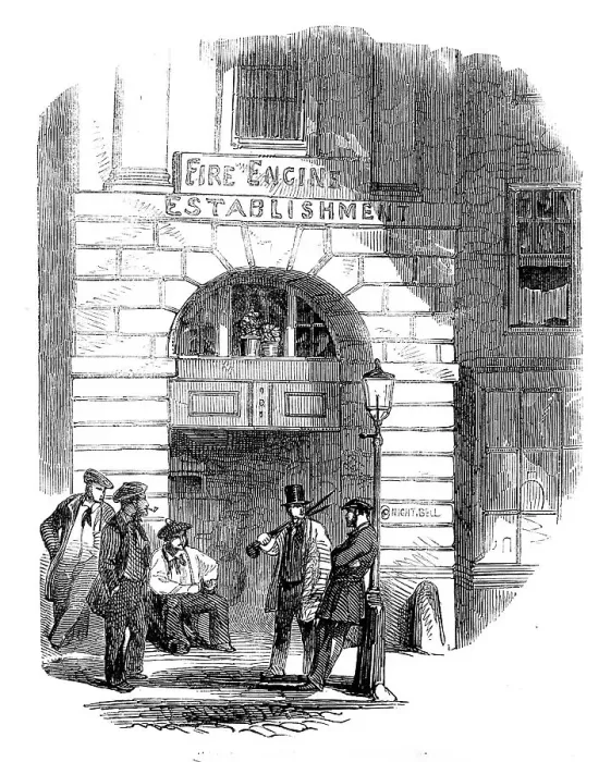 Framed Print : Chandos-street Fire-Engine Station, 1858. Creator: Unknown Framed Print : Chandos-street Fire-Engine Station, 1858. Creator: Unknown