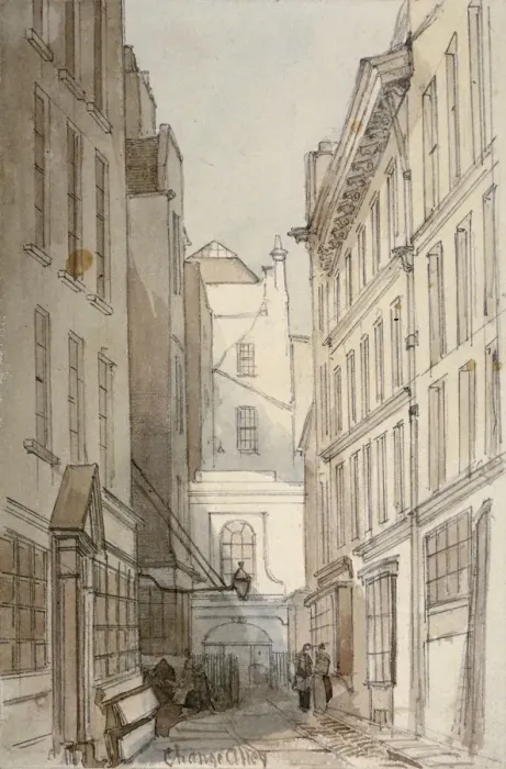 Framed Print : Change Alley, City of London, 1850. Artist: Thomas Colman Dibdin Framed Print : Change Alley, City of London, 1850. Artist: Thomas Colman Dibdin