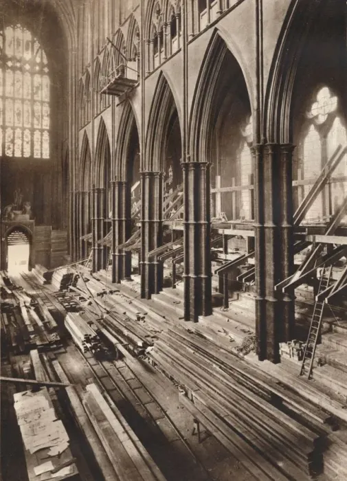 Framed Print : Changing the Interior of the Abbey, 1937 Framed Print : Changing the Interior of the Abbey, 1937