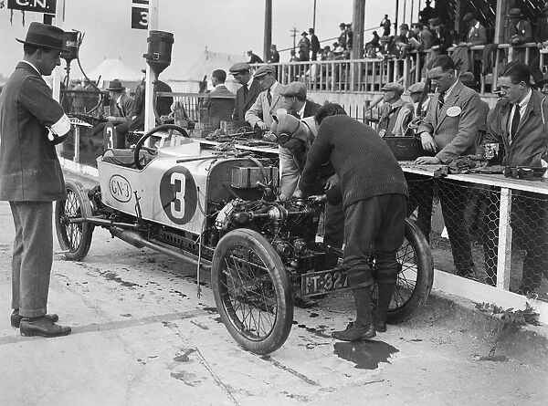 Changing a piston on Archie Frazer-Nashs GN at the JCC 200 Mile Race, Brooklands, Surrey, 1922