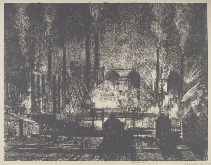 Framed Print : Changing Shifts, Charleroi, 1911. Creator: Joseph Pennell Framed Print : Changing Shifts, Charleroi, 1911. Creator: Joseph Pennell