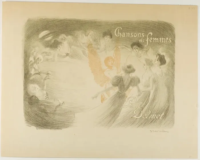 Framed Print : Chansons de femmes, cover for a book by Paul Delmet, 1897