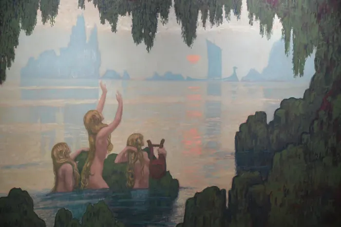 Framed Print : Chants sur l'eau, 1912. Creator: Auburtin, Jean Francis (1866-1930) Framed Print : Chants sur l'eau, 1912. Creator: Auburtin, Jean Francis (1866-1930)