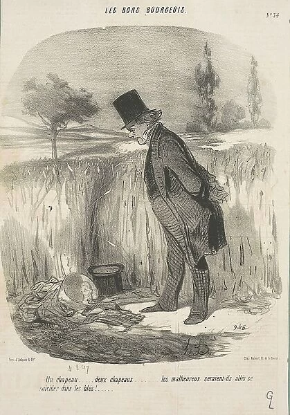 Un chapeau... deux chapeaux... les malheureux... 19th century. Creator: Honore Daumier