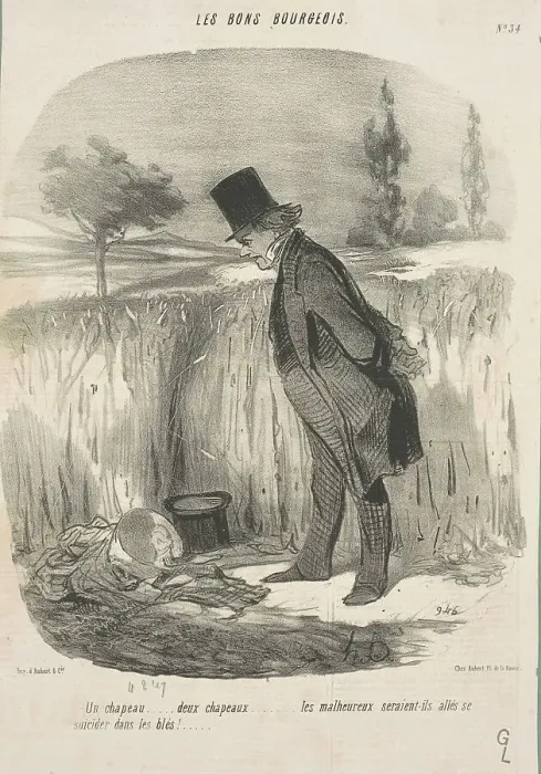 Framed Print : Un chapeau... deux chapeaux... les malheureux... 19th century. Creator: Honore Daumier Framed Print : Un chapeau... deux chapeaux... les malheureux... 19th century. Creator: Honore Daumier
