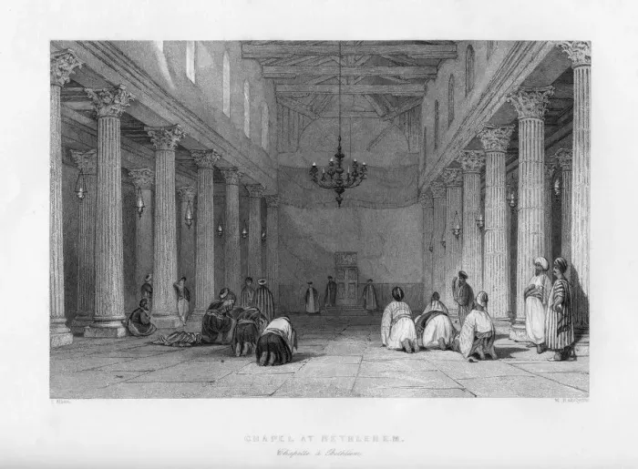 Framed Print : A chapel in Bethlehem, Israel, 1841. Artist: E Redclyffe
