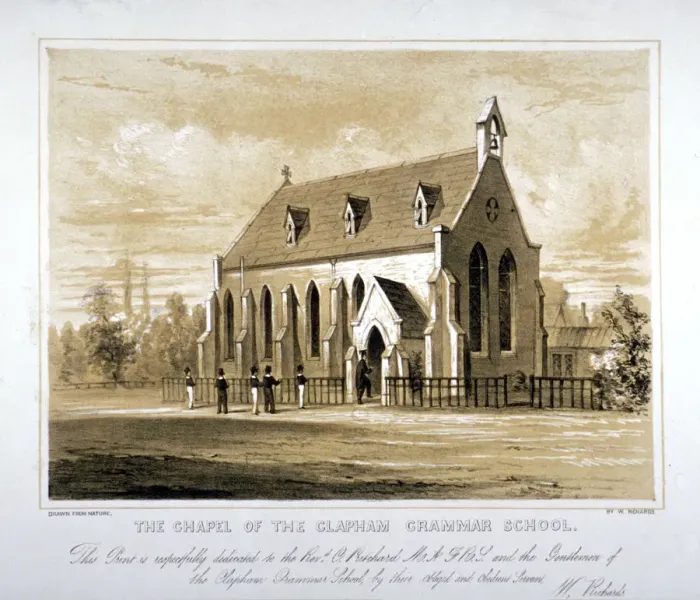 Framed Print : The Chapel of the Clapham Grammar School, London, c1850 Framed Print : The Chapel of the Clapham Grammar School, London, c1850