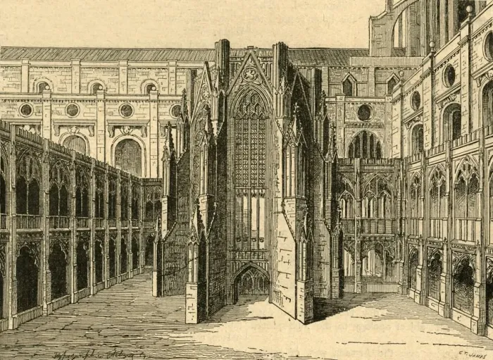 Framed Print : The Chapter House of Old St. Pauls, from a view by Hollar, (1897). Creator: Unknown Framed Print : The Chapter House of Old St. Pauls, from a view by Hollar, (1897). Creator: Unknown
