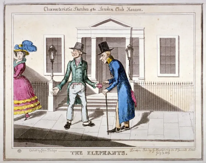 Framed Print : Characteristic sketches of the London club houses : The Elephants, 1829. Artist Framed Print : Characteristic sketches of the London club houses : The Elephants, 1829. Artist