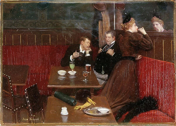 Three characters in a cafe, c1890. Creator: Jean Beraud