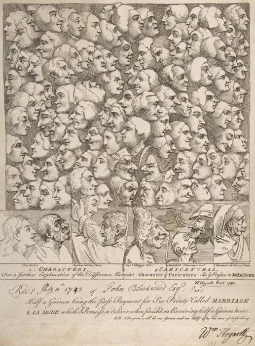 Framed Print : Characters and Caricaturas, April 1743. April 1743. Creator: William Hogarth