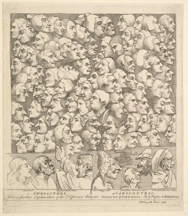 Framed Print : Characters and Caricaturas, April 1743. Creator: William Hogarth