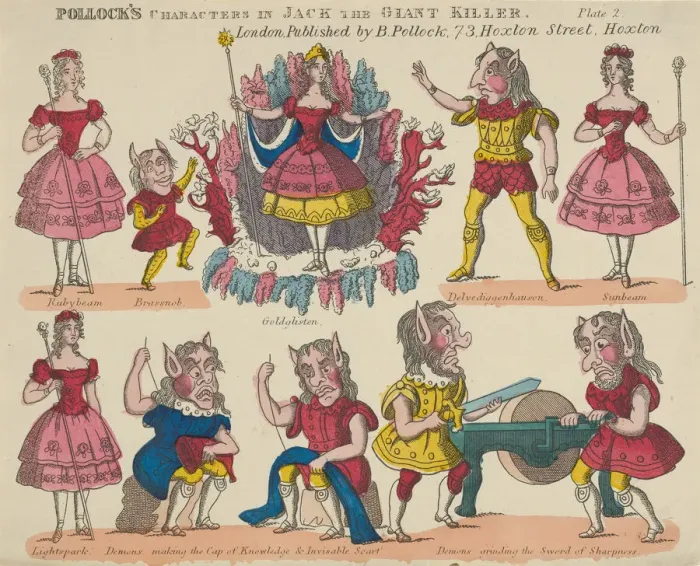 Framed Print : Characters, from Jack the Giant Killer, Plate 2 for a Toy Theater, 1870-90. 1870-90 Framed Print : Characters, from Jack the Giant Killer, Plate 2 for a Toy Theater, 1870-90. 1870-90