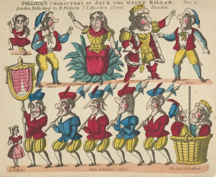 Framed Print : Characters, from Jack the Giant Killer, Plate 4 for a Toy Theater, 1870-90 Framed Print : Characters, from Jack the Giant Killer, Plate 4 for a Toy Theater, 1870-90