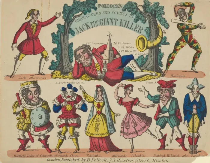 Framed Print : Characters and Scenes, from Jack the Giant Killer, Plate 1 for a Toy Theater, 1870-90