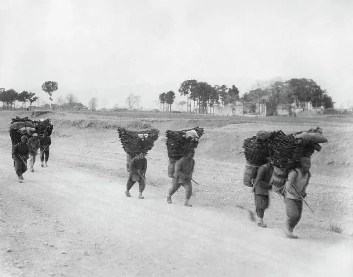 Framed Print : Charcoal bearers on the road to Peking, China, late 19th or early 20th century Framed Print : Charcoal bearers on the road to Peking, China, late 19th or early 20th century