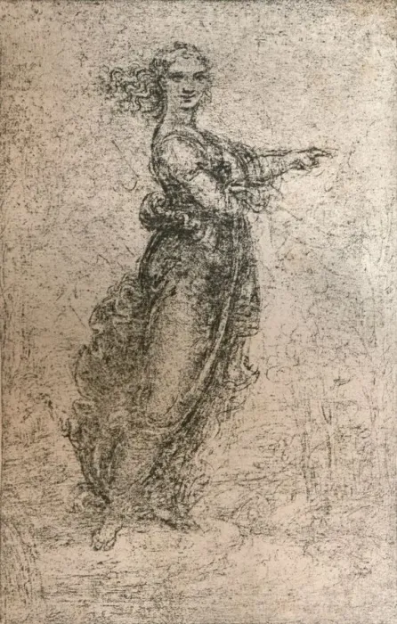 Framed Print : Charcoal drawing of a female figure, c1472-c1519 (1883). Artist: Leonardo da Vinci Framed Print : Charcoal drawing of a female figure, c1472-c1519 (1883). Artist: Leonardo da Vinci
