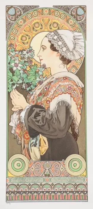 Framed Print : Chardon de Greve. (Thistle from the Sands), 1902. Creator: Mucha, Alfons Marie (1860-1939) Framed Print : Chardon de Greve. (Thistle from the Sands), 1902. Creator: Mucha, Alfons Marie (1860-1939)