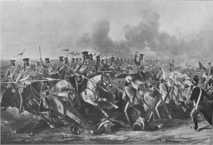 Framed Print : Charge of the 16th (Queens Own Lancers) at the Battle of Aliwal, January 28, 1846, 1847 (1909). Artist: John Harris Junior Framed Print : Charge of the 16th (Queens Own Lancers) at the Battle of Aliwal, January 28, 1846, 1847 (1909). Artist: John Harris Junior