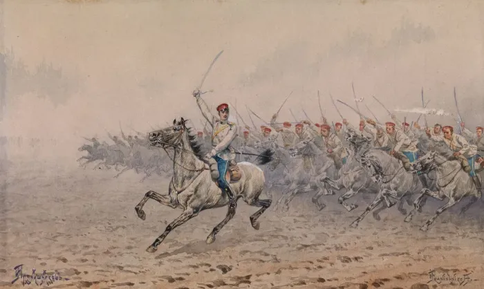 Framed Print : Charge of the Cavalry. Artist: Pryanishnikov, Ivan Petrovich (1841-1909) Framed Print : Charge of the Cavalry. Artist: Pryanishnikov, Ivan Petrovich (1841-1909)