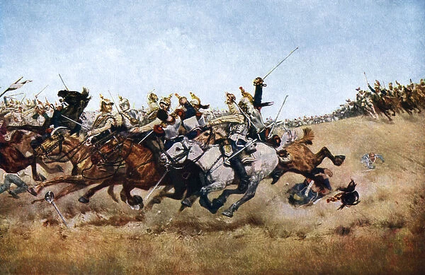 The Charge of the Cuirassiers at Rezonville, 1870, (c1920)