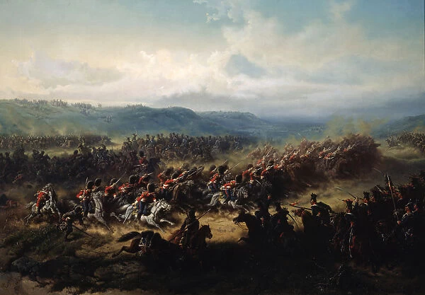 Charge of the English Light Brigade at the Battle of Balaclava on 25 October 1854, 19th century. Artist: Friedrich Kaiser