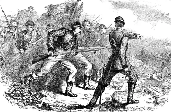Framed Print : Charge of the Federals at Corinth, American Civil War, (c1880) Framed Print : Charge of the Federals at Corinth, American Civil War, (c1880)