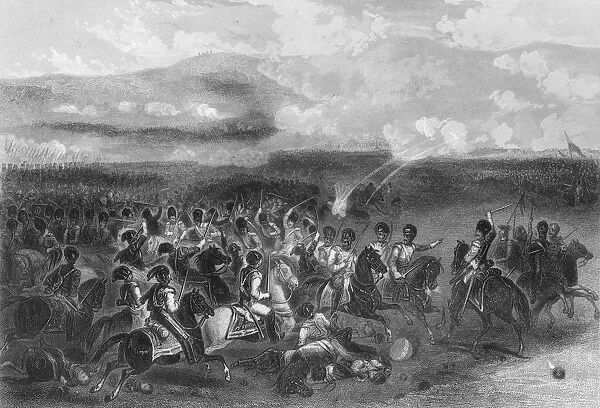 Charge of heavy cavalry at the Battle of Balaclava during the Crimean War, 1854 (1857). Artist: W Hulland