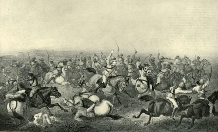 Framed Print : Charge of Hodsons Horse at Rhotuck, 1857, (1901). Creator: George Francklin Atkinson Framed Print : Charge of Hodsons Horse at Rhotuck, 1857, (1901). Creator: George Francklin Atkinson