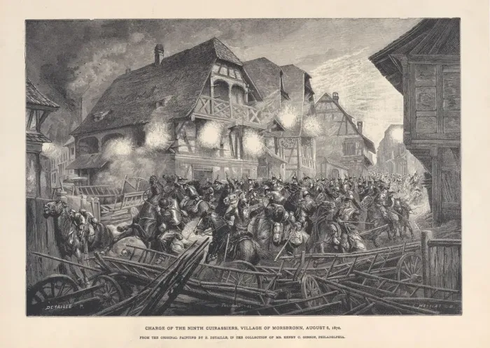 Framed Print : Charge of the Ninth Cuirassiers, Village of Morsbronn, August 6, 1870, 1874-1900 Framed Print : Charge of the Ninth Cuirassiers, Village of Morsbronn, August 6, 1870, 1874-1900