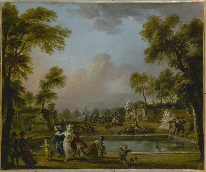Framed Print : The Charge of Prince of Lambesc in the Tuileries Gardens, July 12, 1789, c1789. Creator: Jean-Baptiste Lallemand Framed Print : The Charge of Prince of Lambesc in the Tuileries Gardens, July 12, 1789, c1789. Creator: Jean-Baptiste Lallemand