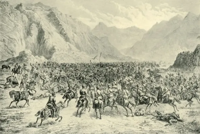 Framed Print : Charge of Punjab Cavalry in the Second Action Near Charasia, on 24th April 1880, (1901) Framed Print : Charge of Punjab Cavalry in the Second Action Near Charasia, on 24th April 1880, (1901)