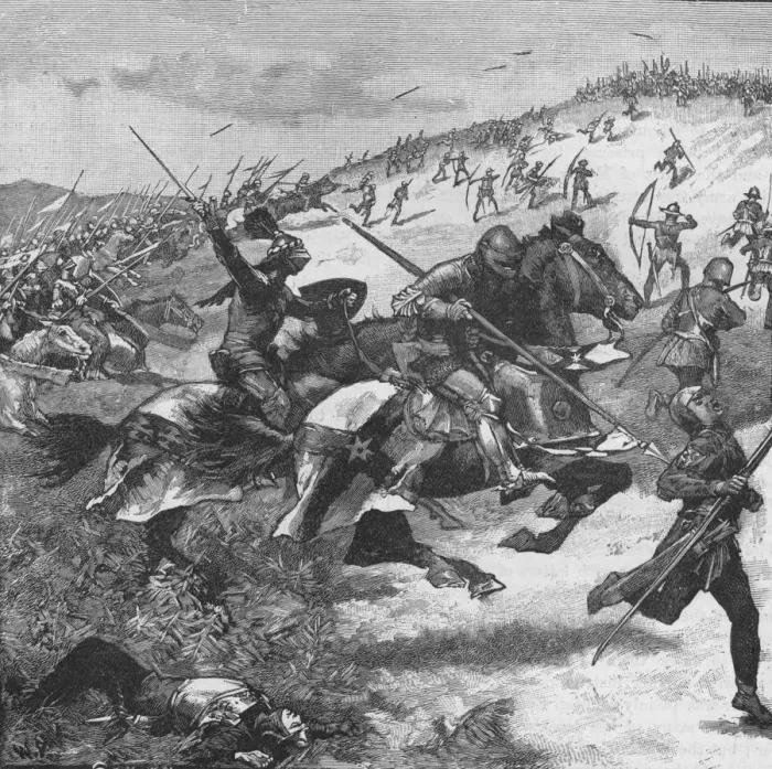 Framed Print : Charge of the Scots at the Battle of Homildon Hill, Northumberland, 1402 (1905) Framed Print : Charge of the Scots at the Battle of Homildon Hill, Northumberland, 1402 (1905)