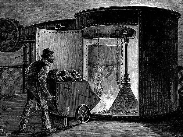 Charging a blast furnace at the Govan Iron Works, Scotland, c1885