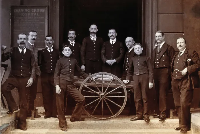 Framed Print : Charing Cross Hospital: portrait of the porters, 1906. Creator: Unknown Framed Print : Charing Cross Hospital: portrait of the porters, 1906. Creator: Unknown