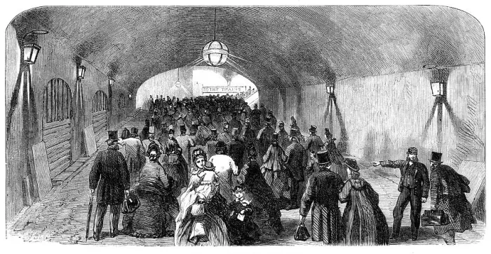 Framed Print : The Charing-Cross Railway: covered way leading to the platform, 1864. Creator: Unknown Framed Print : The Charing-Cross Railway: covered way leading to the platform, 1864. Creator: Unknown