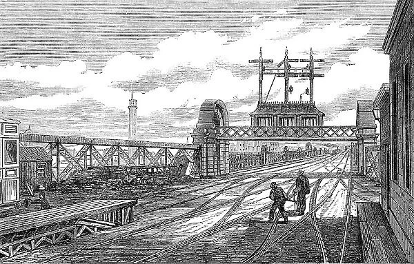 The Charing-Cross Railway: the signal station on the north end of the bridge, 1864. Creator: Unknown
