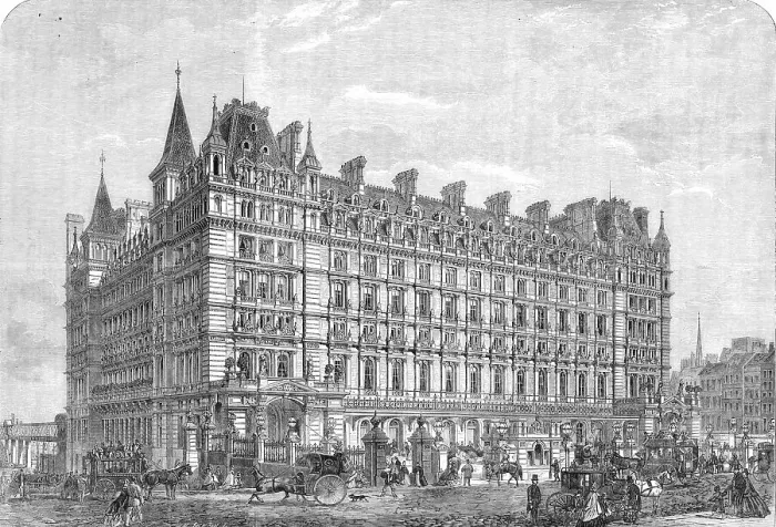 Framed Print : The Charing-Cross Railway Station and Hotel, 1864. Creator: Mason Jackson Framed Print : The Charing-Cross Railway Station and Hotel, 1864. Creator: Mason Jackson
