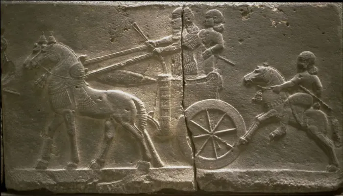Framed Print : Chariot and cavalryman, 8th cen. BC. Artist: Assyrian Art Framed Print : Chariot and cavalryman, 8th cen. BC. Artist: Assyrian Art