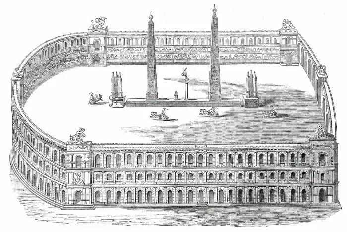 Framed Print : Chariot Race in the Circus Maximus - Rome, 1850. Creator: Unknown Framed Print : Chariot Race in the Circus Maximus - Rome, 1850. Creator: Unknown