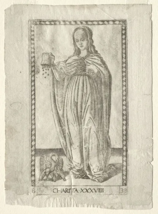 Framed Print : Charity (from the Tarocchi, series B: Cosmic Principles & Virtues, #38), before 1467 Framed Print : Charity (from the Tarocchi, series B: Cosmic Principles & Virtues, #38), before 1467