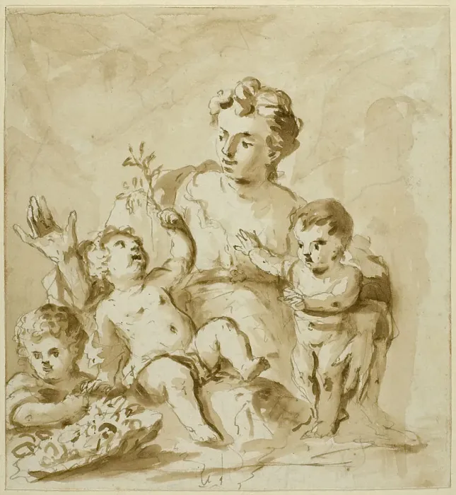 Framed Print : Charity with Mother (Mother with Three Infants), n.d. Creator: Unknown Framed Print : Charity with Mother (Mother with Three Infants), n.d. Creator: Unknown