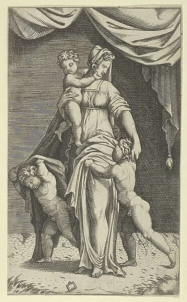 Charity personified by a woman with three children, ca. 1520-40. Creator: Anon